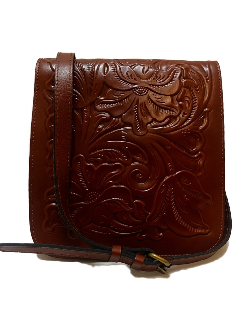 Patricia Nash Granada Leather Tooled Crossbody in Florentine